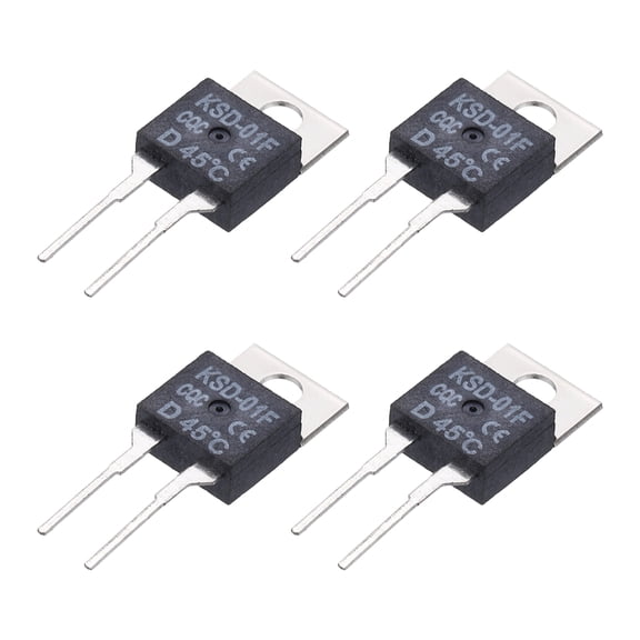 4 pack KSD-01F Thermostat Temperature Switch, 45C/113F 1.5A Normally Closed N.C Thermal Switch Temperature Controller for Overheat Protection in PC Boards