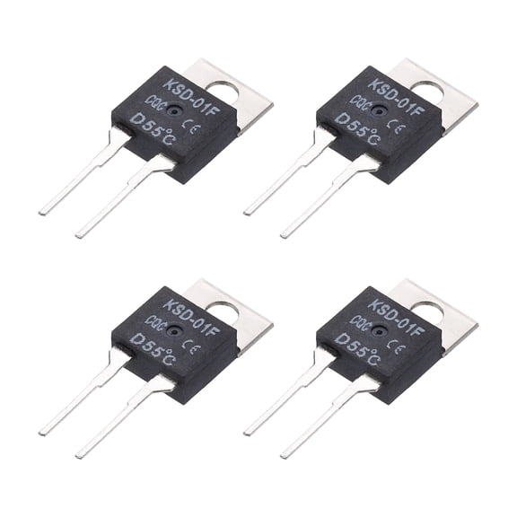 4 pack KSD-01F Thermostat Temperature Switch, 55C/131F 1.5A Normally Closed N.C Thermal Switch Temperature Controller for Overheat Protection in PC Boards
