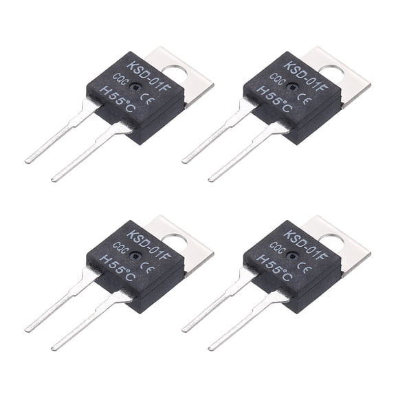 4 pack KSD-01F Thermostat Temperature Switch, 55C/131F 1.5A Normally Open N.O Thermal Switch Temperature Controller for Overheat Protection in PC Boards