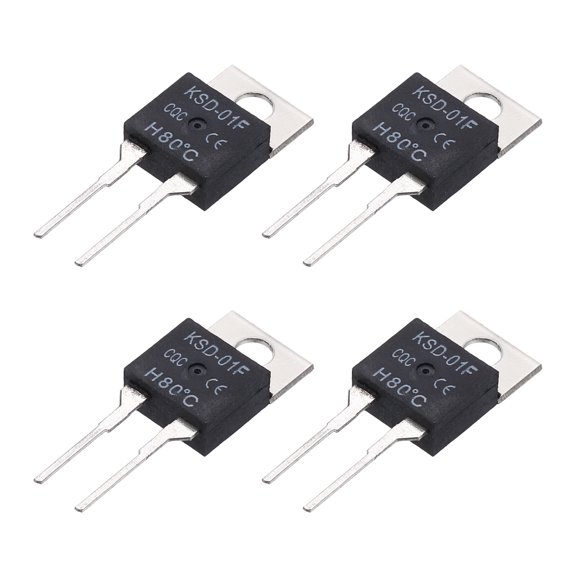 4 pack KSD-01F Thermostat Temperature Switch, 80C/176F 1.5A Normally Open N.O Thermal Switch Temperature Controller for Overheat Protection in PC Boards