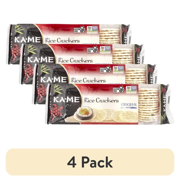 (4 pack) Ka'Me Rice Crackers Original, 3.5 oz Tray