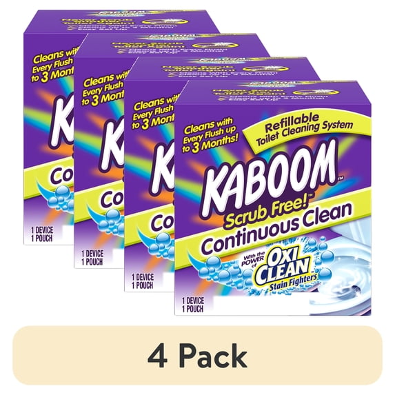 (4 pack) Kaboom Scrub Free! Continuous Clean Toilet Cleaning 1CT System