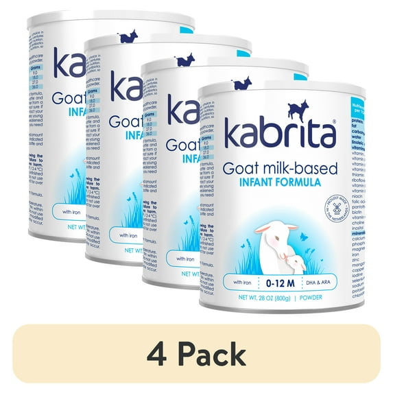 (4 pack) Kabrita Goat Milk Infant Formula, Non-GMO with DHA and ARA, Ages 0-12 Months, 28 oz Can