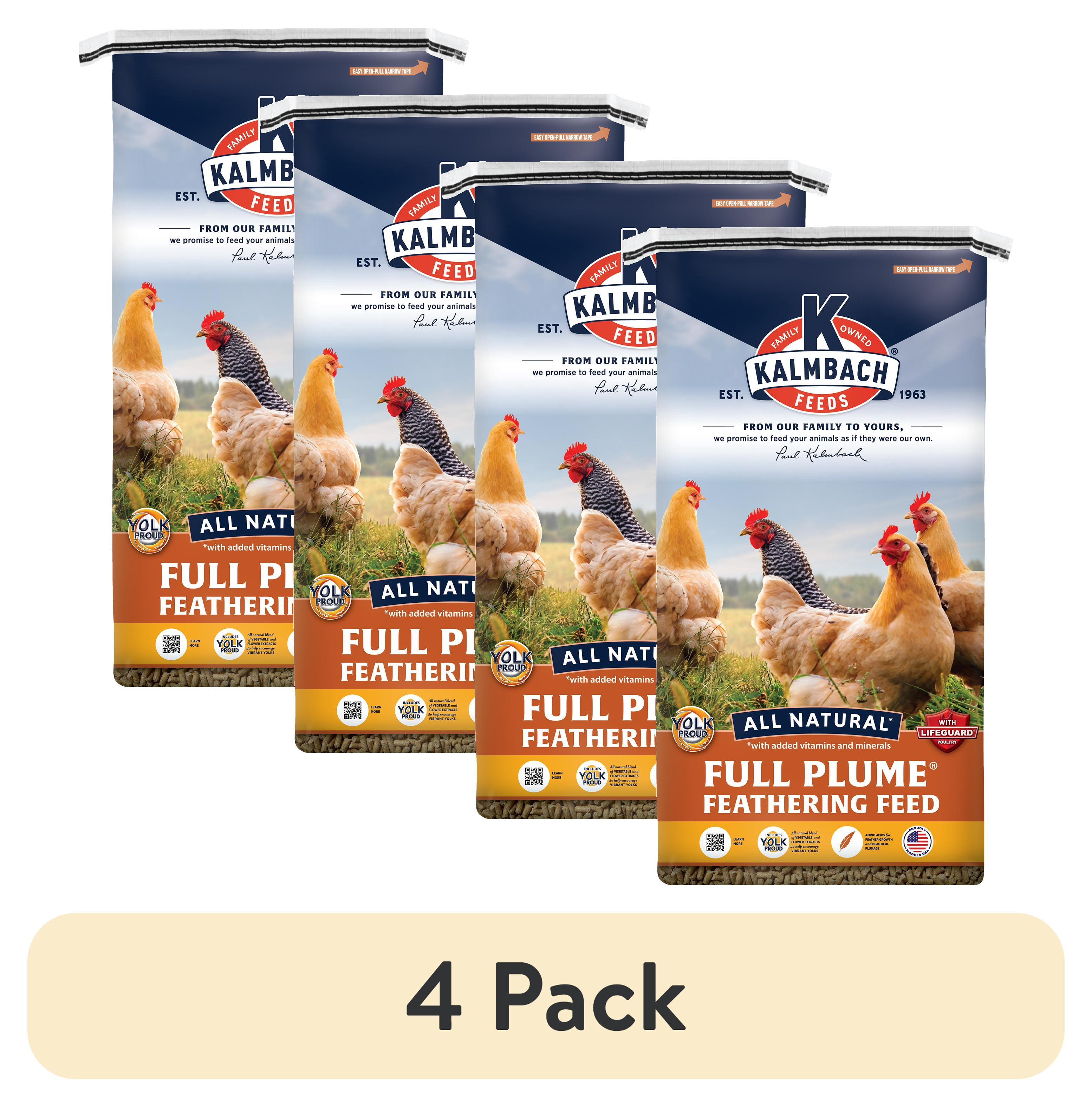 (4 pack) Kalmbach Feeds 20% Full Plume Feathering Feed Mini-Pellets for Poultry, 50 lb bag