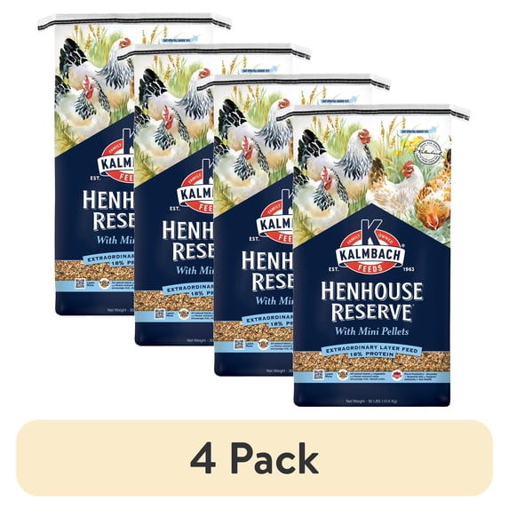 (4 pack) Kalmbach Feeds 17% Henhouse Reserve Extraordinary Whole Grain Layer Feed for Chickens 30 lb bag