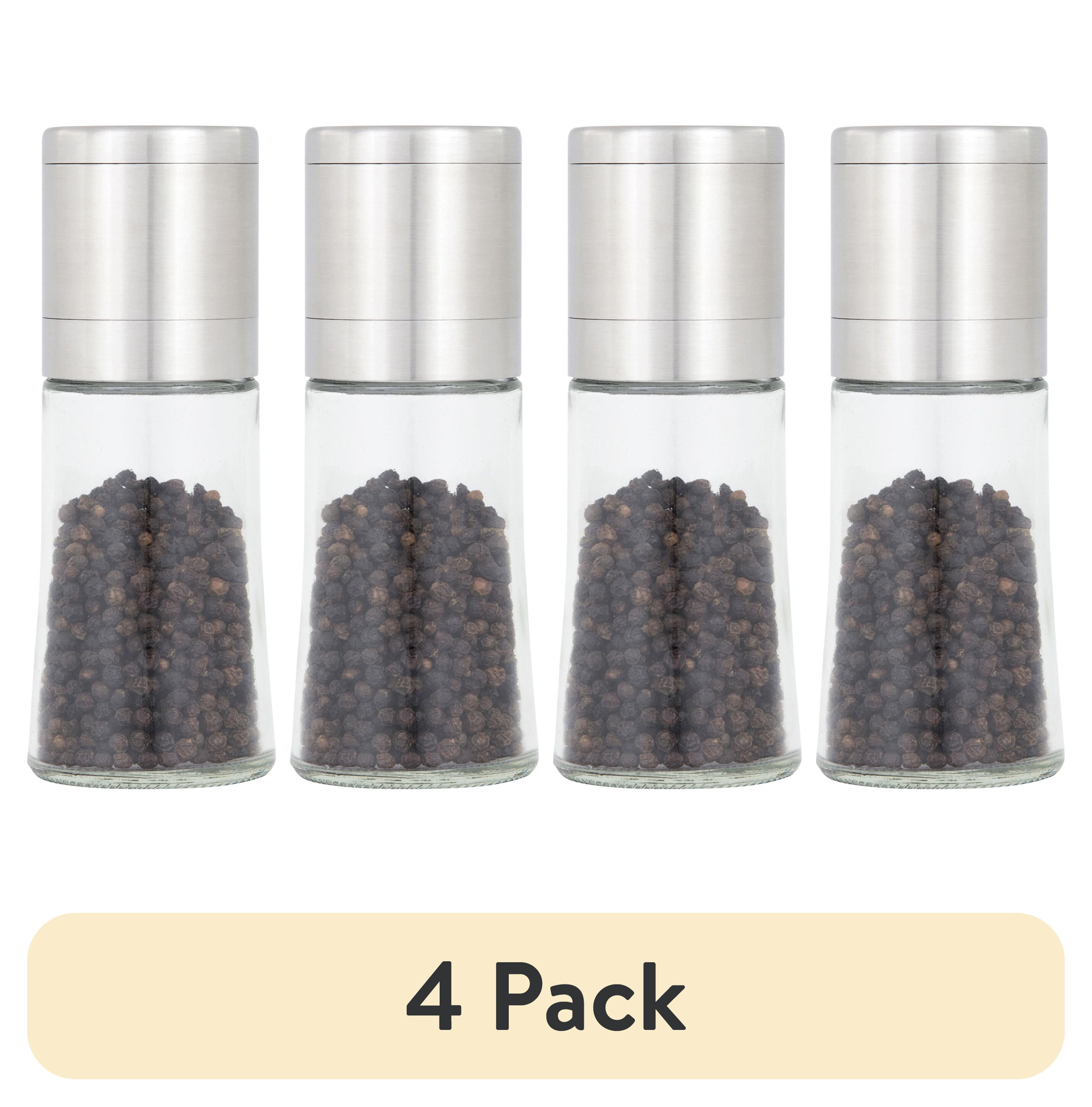 (4 pack) Kamenstein Elite Prefilled Salt and Pepper Grinder Set with Adjustable Grinder