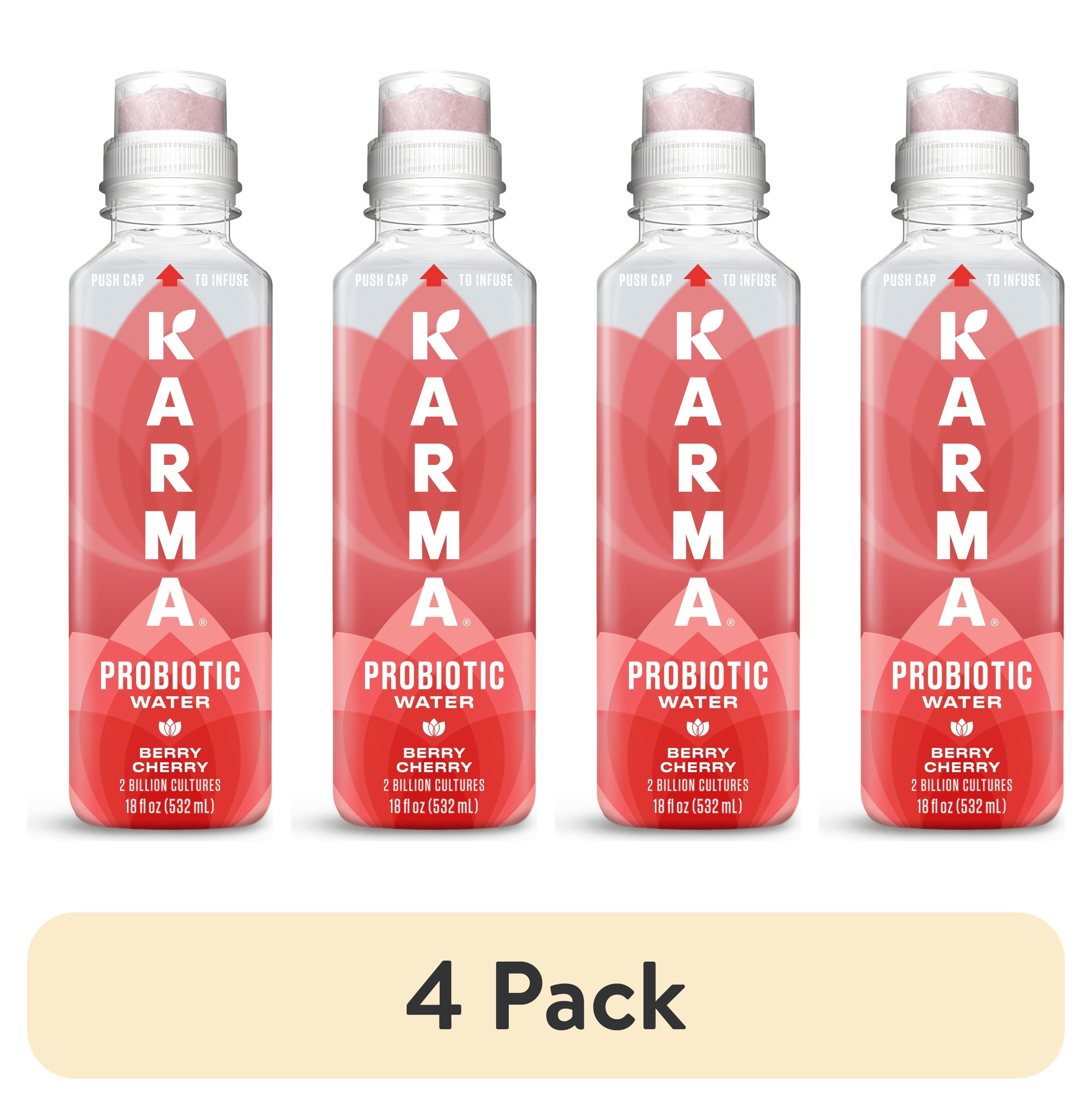 (4 pack) Karma Probiotic Water, Berry Cherry, 18 fl. oz., 1 Count Bottle