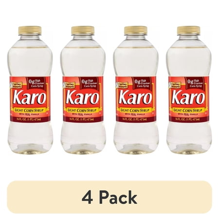 (4 pack) Karo Light Corn Syrup with Real Vanilla Extract, 16 oz.