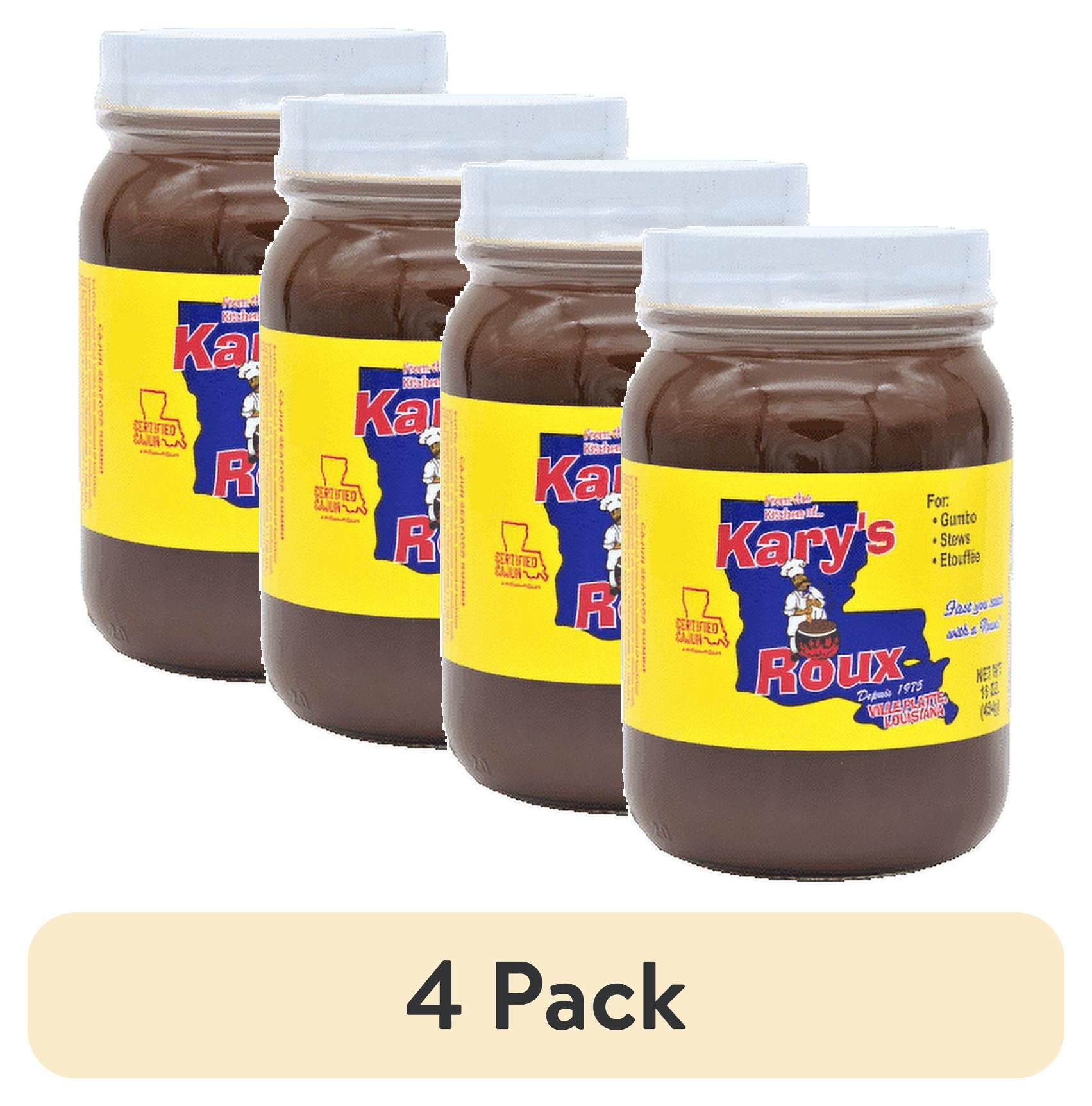 (4 pack) Kary's Original Cajun Style Dark Roux, 16 oz Jar