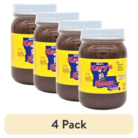 (4 pack) Kary's Original Cajun Style Dark Roux 16 oz Jar for Authentic Gumbo and Stew