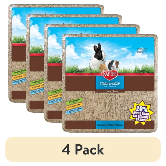 (4 pack) Kaytee Clean & Cozy Natural Small Animal Pet Bedding 72 Liters