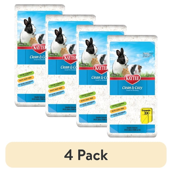 (4 pack) Kaytee Clean & Cozy White Small Animal Pet Bedding 24.6 Liters