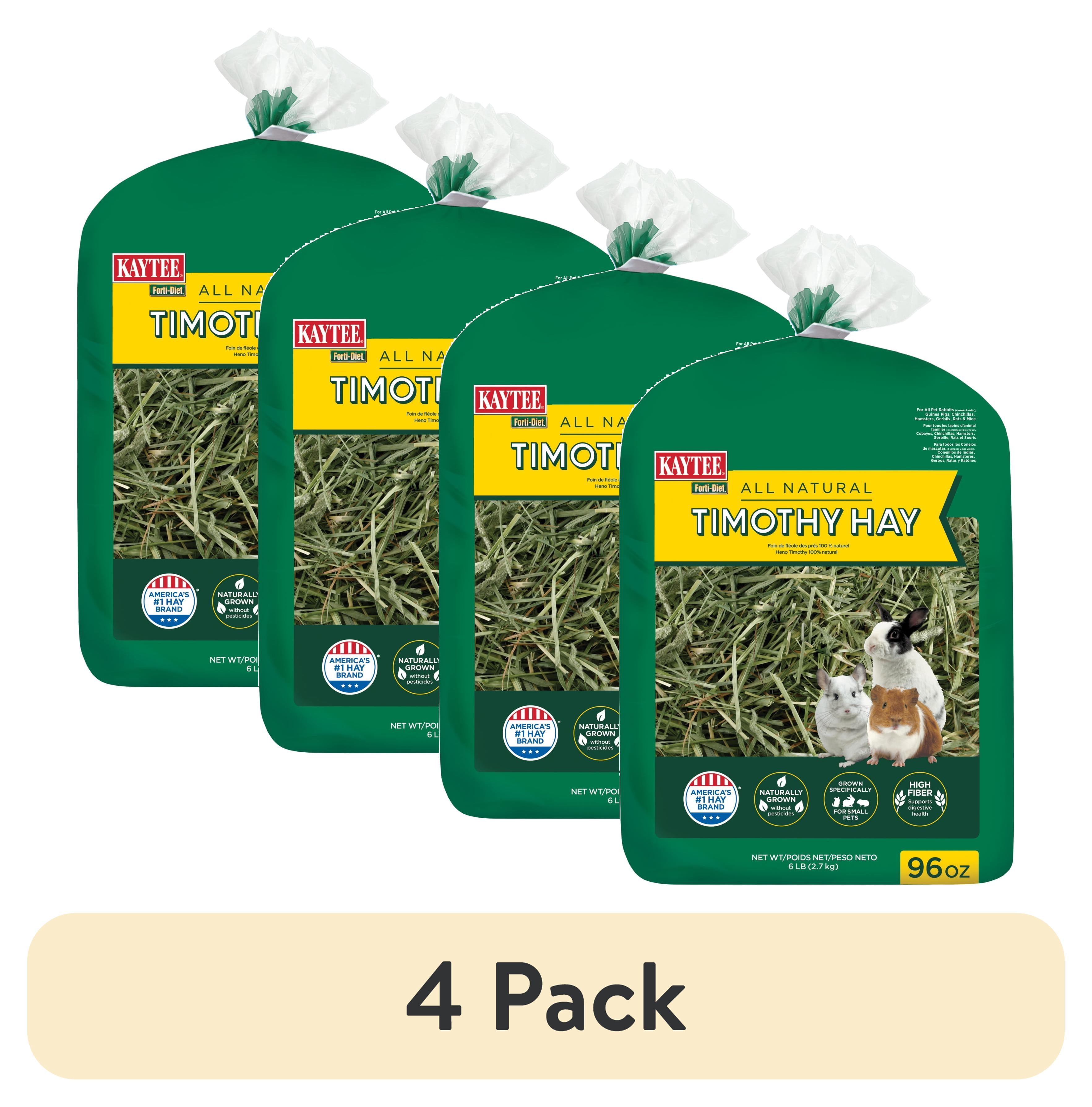 (4 pack) Kaytee Forti-Diet All Natural Timothy Hay for Rabbits, Guinea Pigs, Hamsters, Chinchillas and Other Small Animals, 96 ounce
