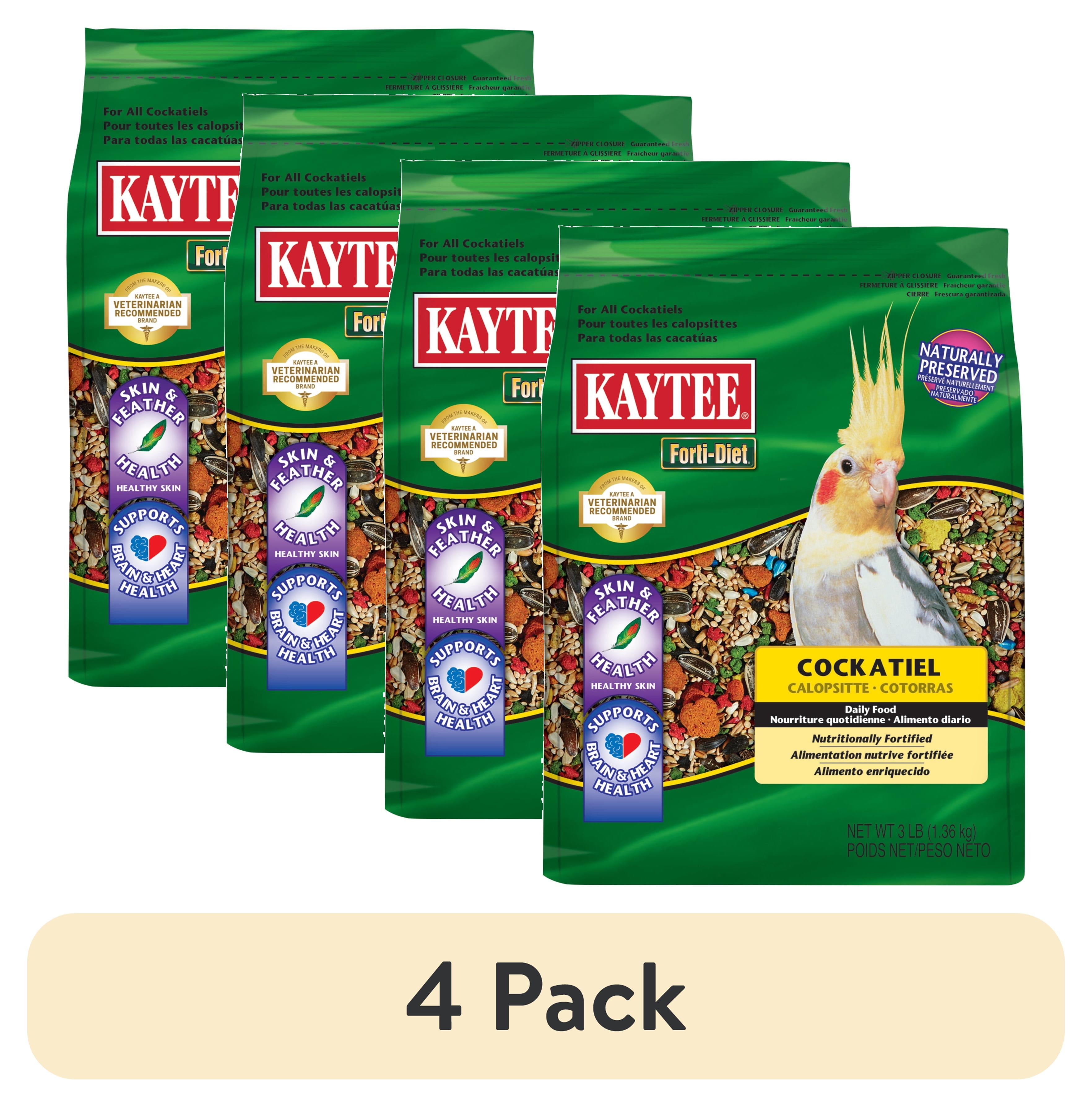 (4 pack) Kaytee Forti-Diet Cockatiel Pet Bird Food Seed, 3 lbs