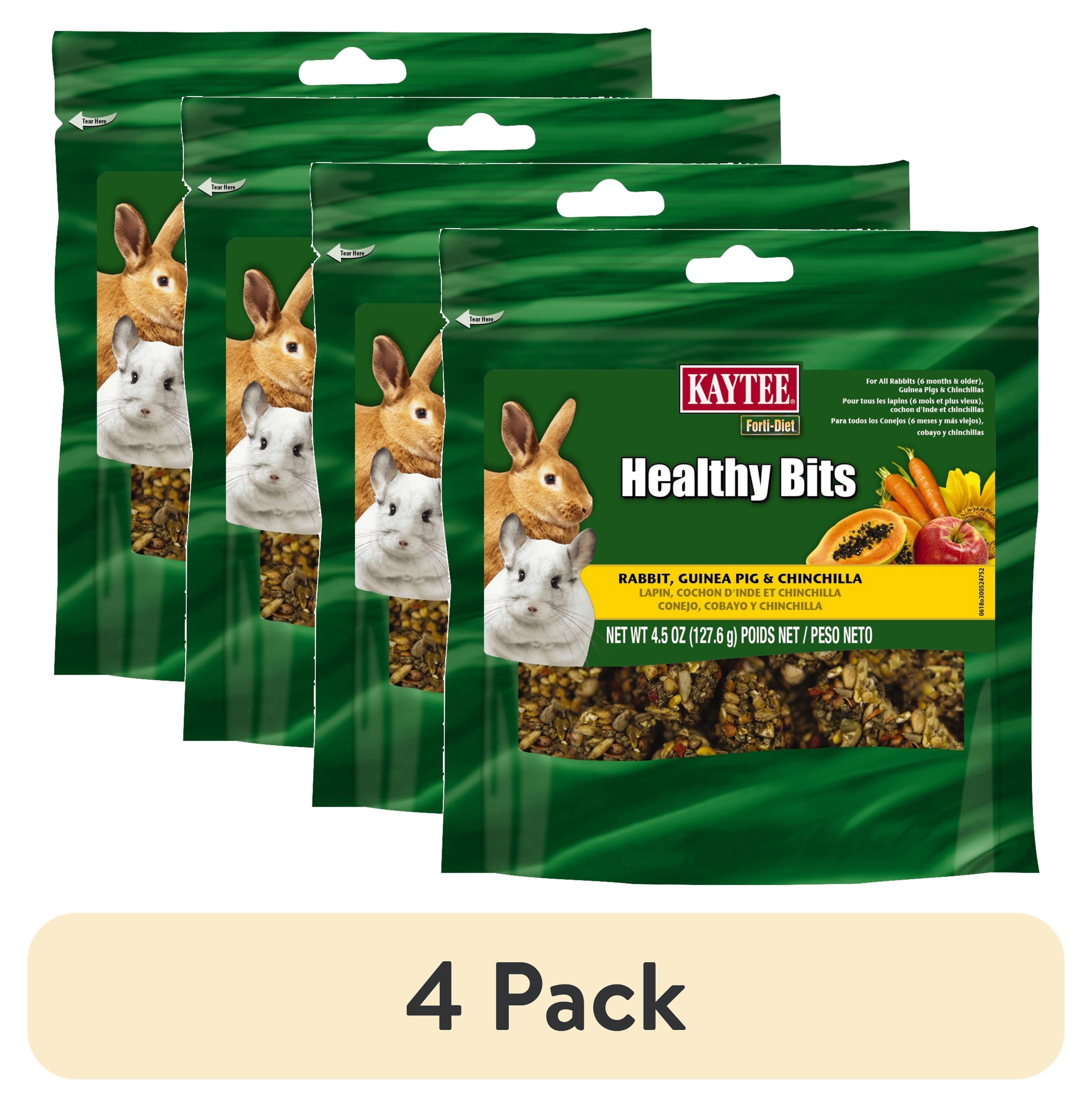 (4 pack) Kaytee Forti-Diet Healthy Bit Treat Rabbit/Guinea Pig/Chin, 4.5oz