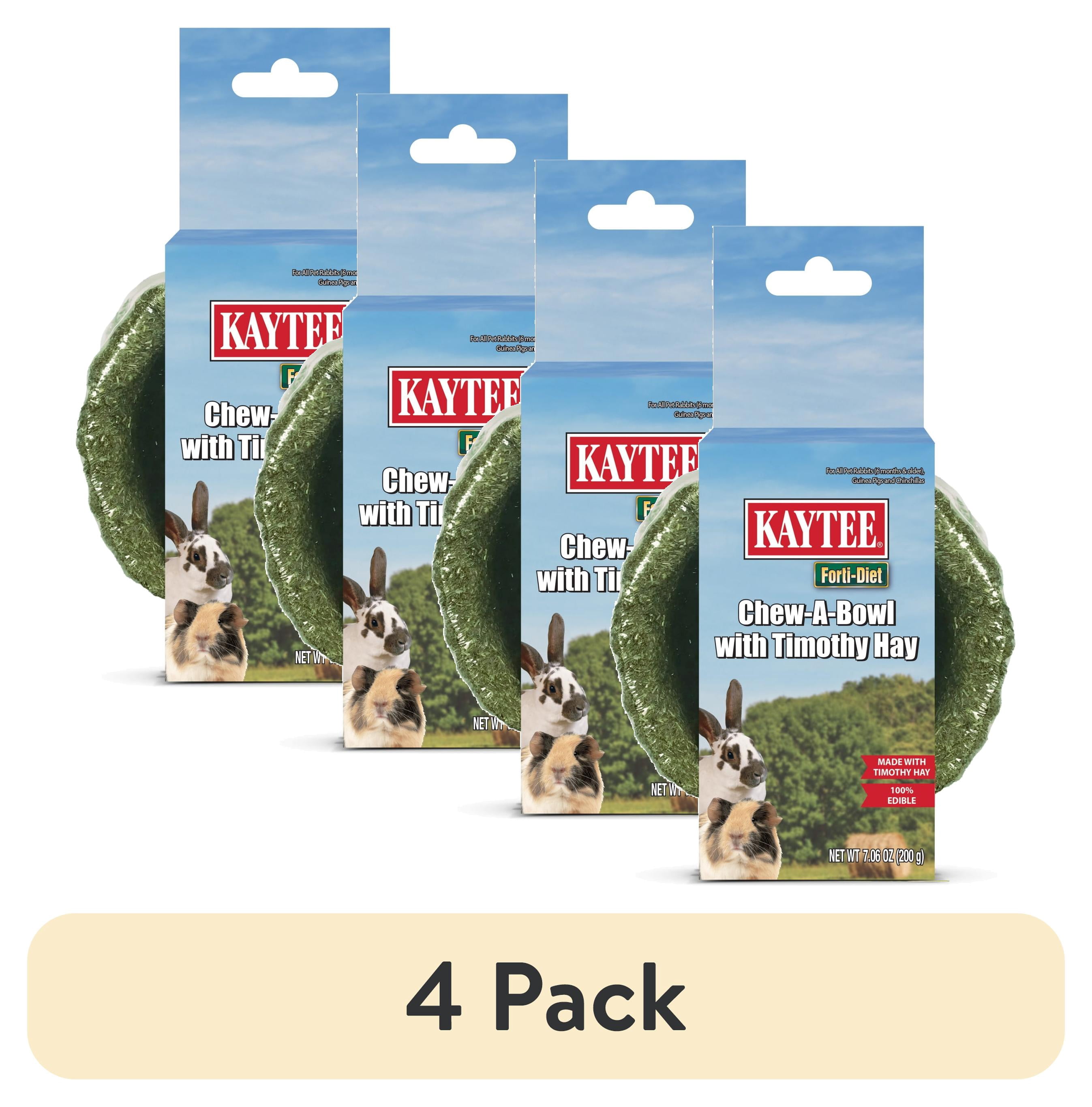 (4 pack) Kaytee Forti-Diet Timothy Chew-A-Bowl for Small Animals, Edible Food Dish