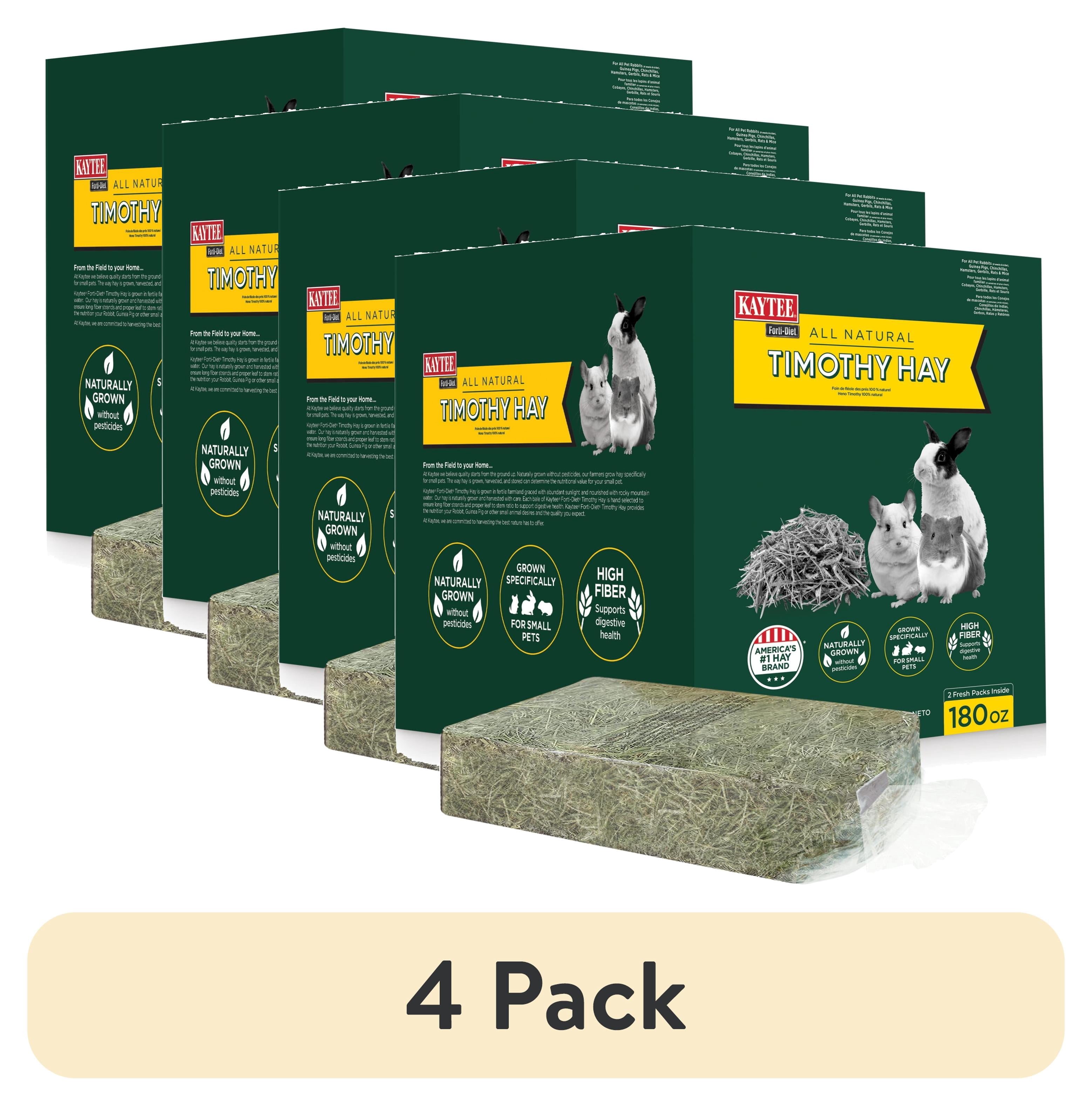 (4 pack) Kaytee Forti Diet Timothy Hay for Rabbits, Guinea Pigs, Hamsters, Chinchillas and Other Small Animals, 11.25 Pounds