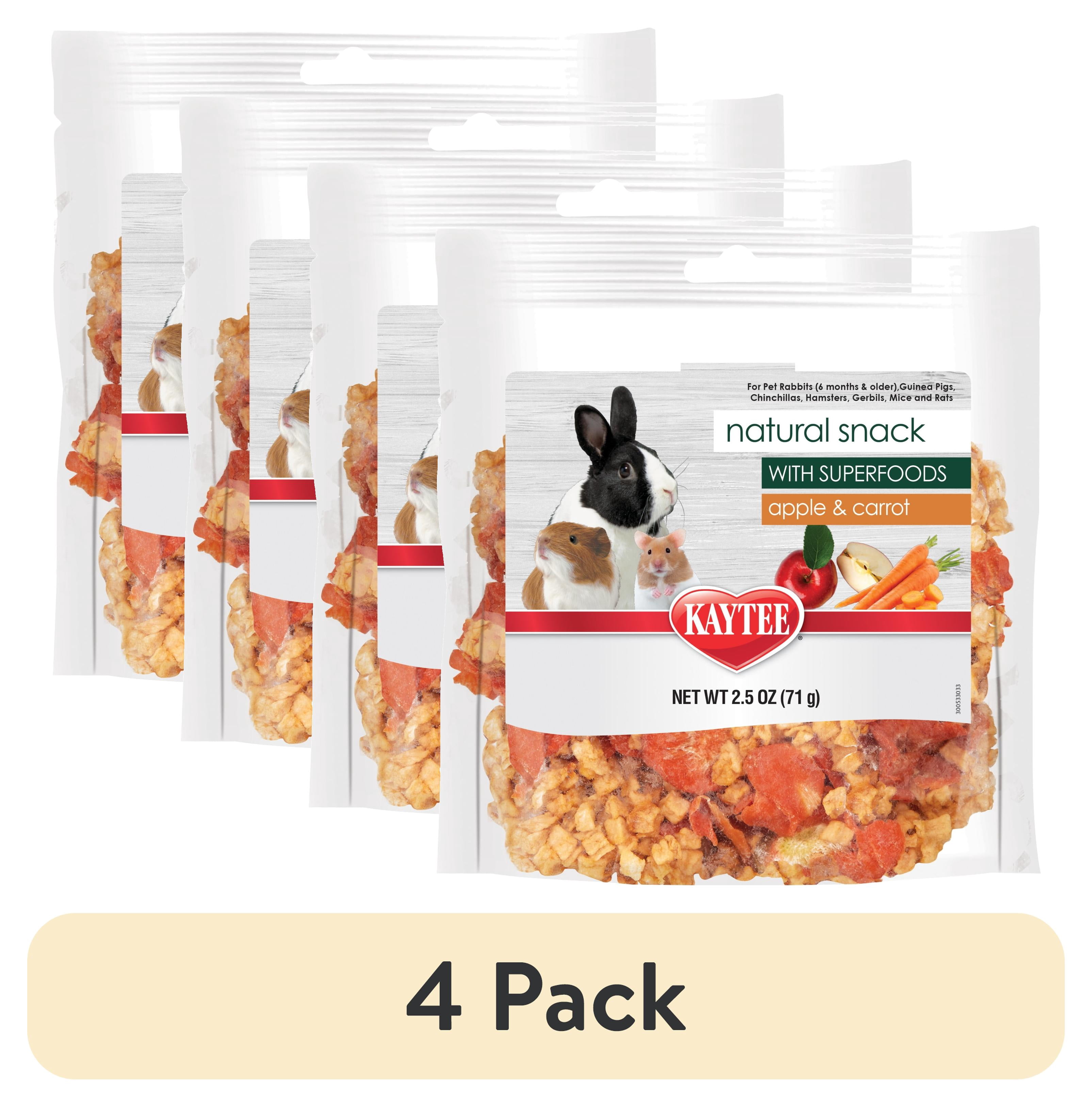 (4 pack) Kaytee Natural Snack with Superfoods, Carrot & Apple, Treat for Small Animals, 2.5 Ounces