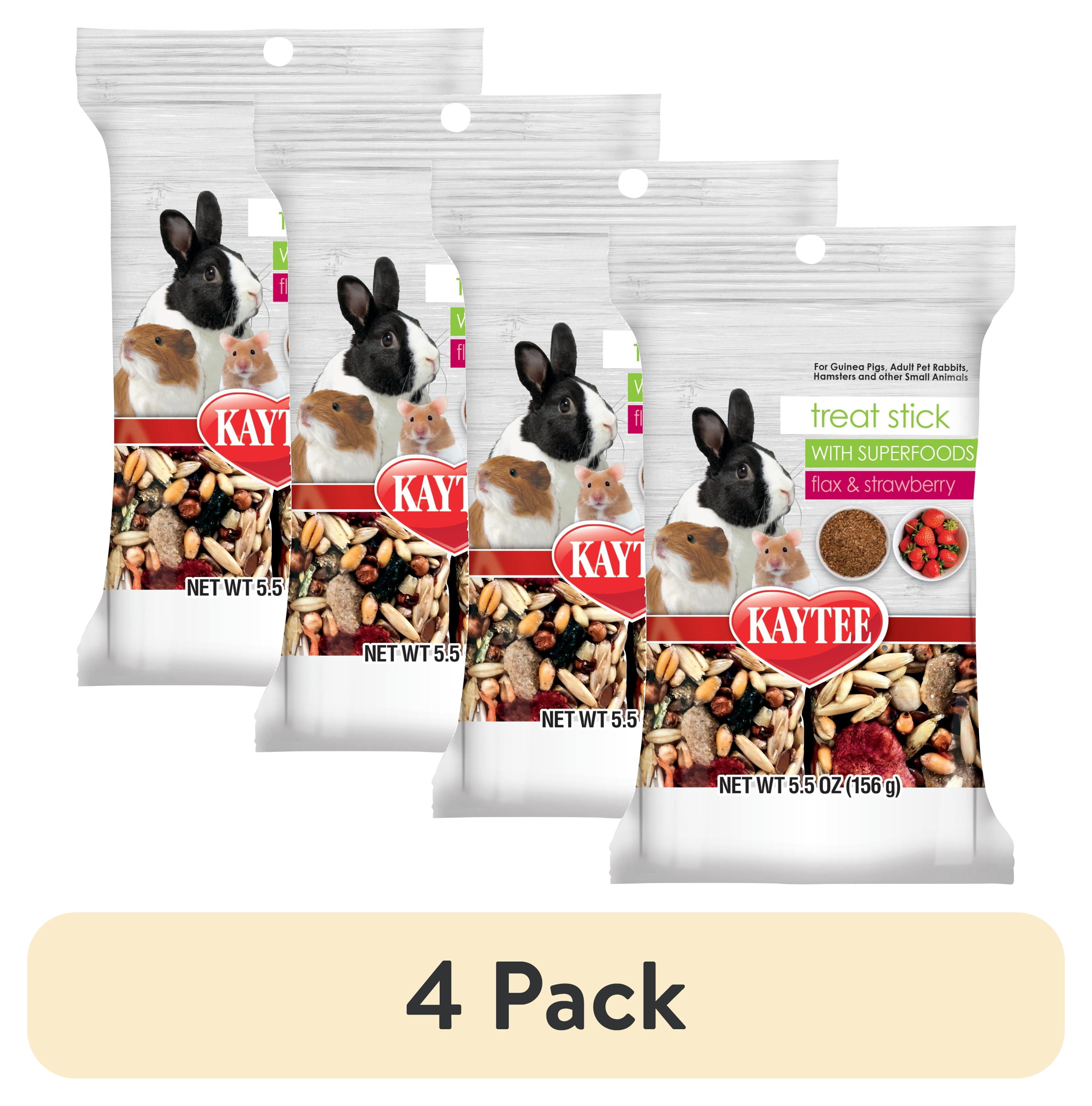 (4 pack) Kaytee Treat Stick with Superfoods, Flax & Strawberry, for Small Animals, 5.5 Ounces