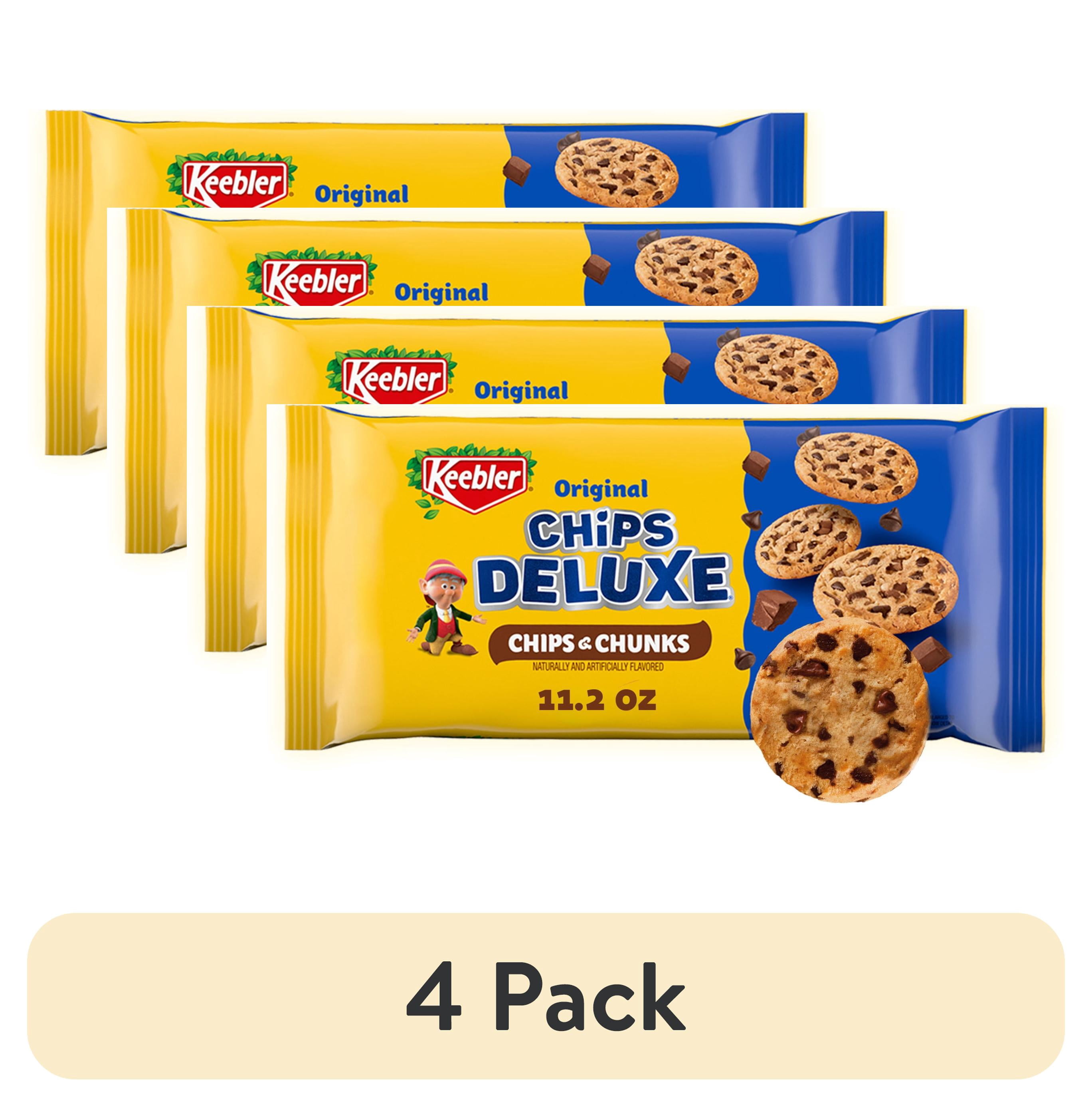 (4 pack) Keebler Chips Deluxe, Chips & Chunks Cookies, Chocolate Chip Cookies, 11.2 oz