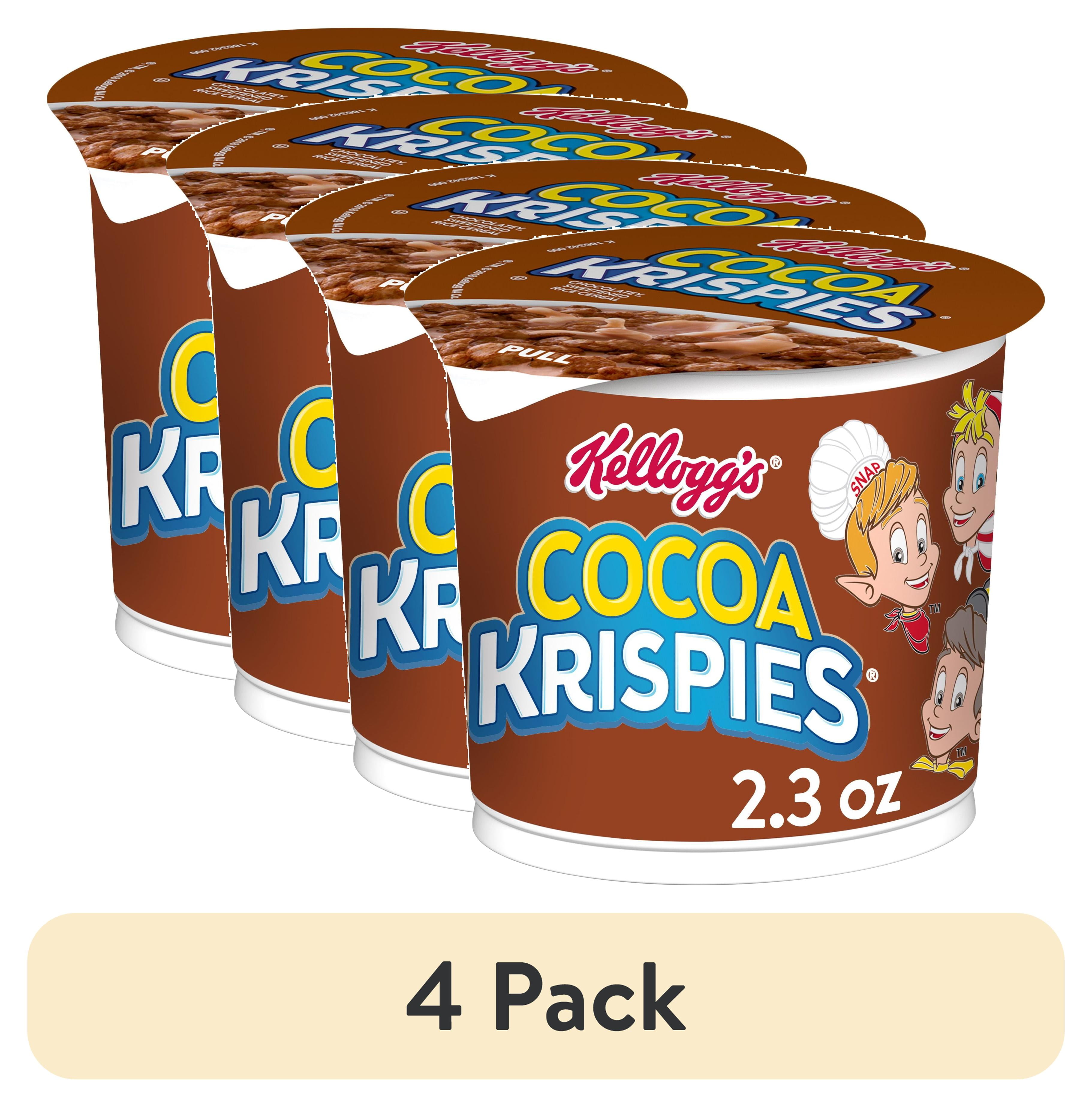 (4 pack) Kellogg's Cocoa Krispies Breakfast Cereal Cup, Kids Snacks, Family Breakfast, Chocolatey Flavor, 2.3oz Cup (1 Cup)