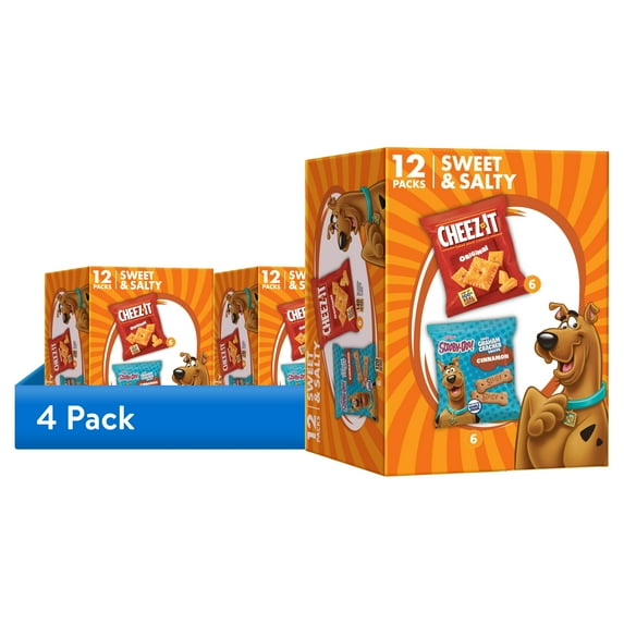 (4 pack) Kellogg's Variety Pack Sweet and Salty, Lunch Snacks, 12 Count