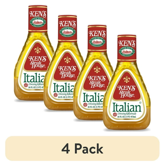 (4 pack) Ken's Steak House Italian Salad Dressing & Marinade 16 fl oz