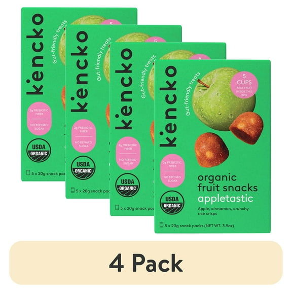 (4 pack) Kencko Appletastic Organic Fruit Snacks 3.5oz, 5 Pack