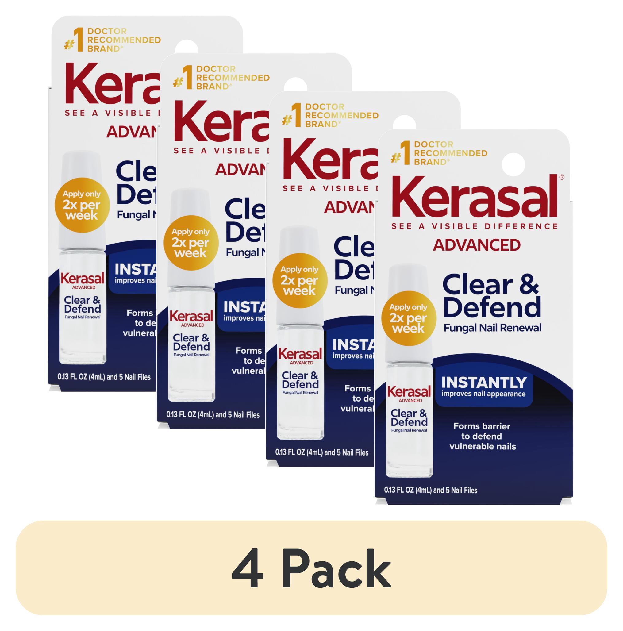 (4 pack) Kerasal Advanced Clear & Defend Fungal Nail Renewal –Better-Looking Nails after 1 Use, Apply 2x Weekly, 0.13 fl oz | HSA/FSA Eligible