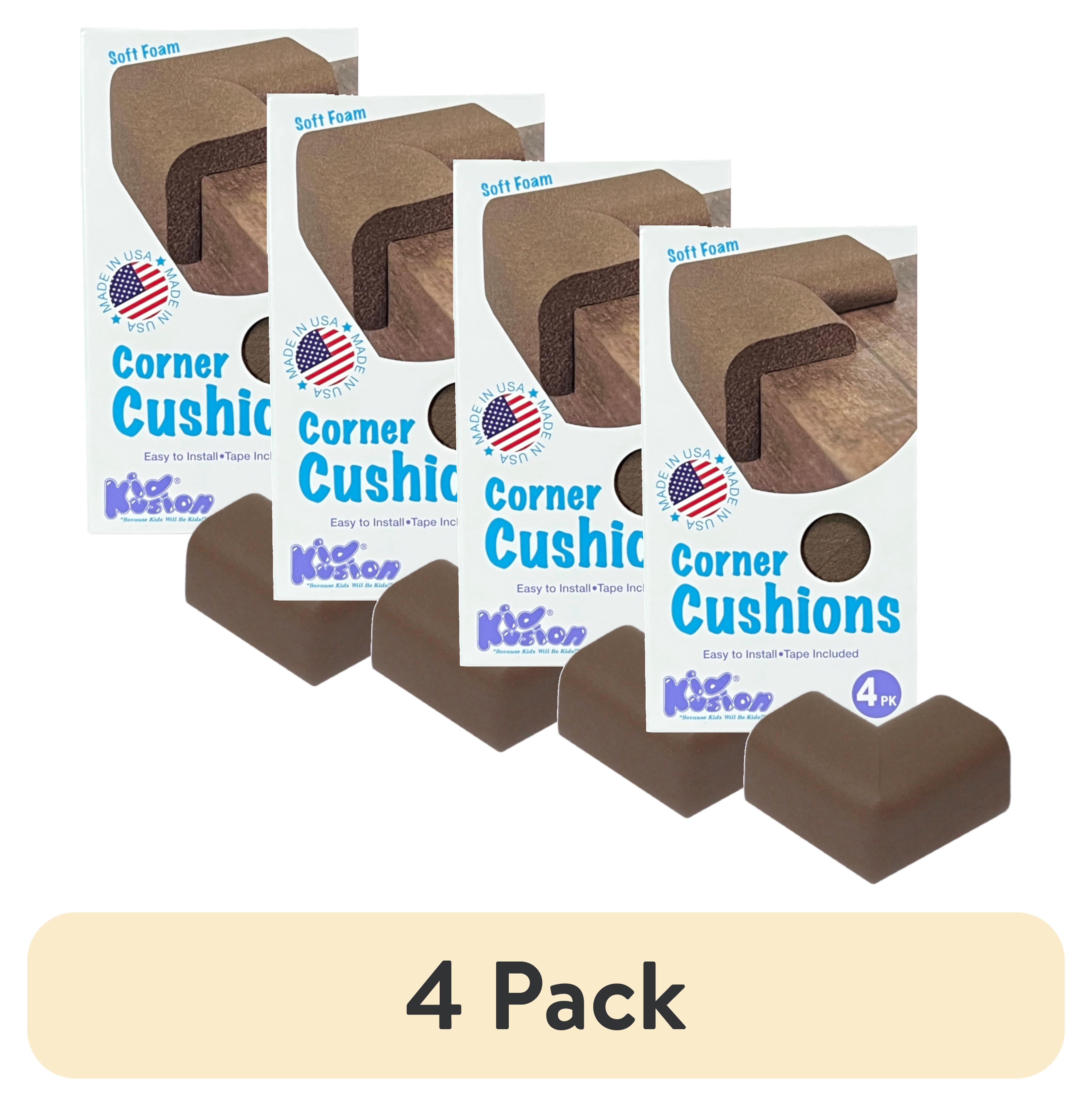 (4 pack) KidKusion Foam Rubber Corner Guards, Sharp Corners, Table, Desk, 4.0 CT, Brown, Toddler