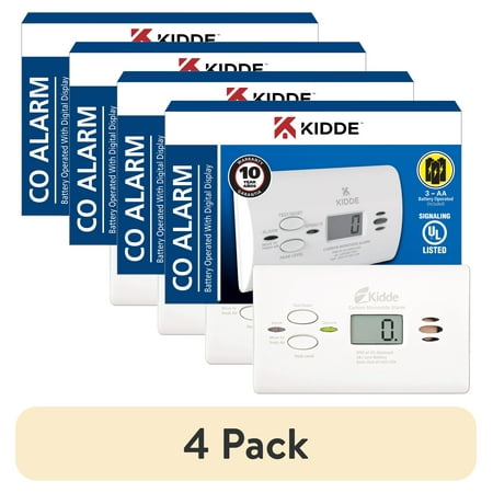 (4 pack) Kidde Battery Operated Carbon Monoxide Alarm with Digital Display KN-COPP-B-LPM