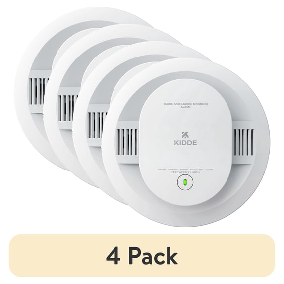 (4 pack) Kidde Battery-Operated Combination Smoke & Carbon Monoxide Detector, Voice Alerts