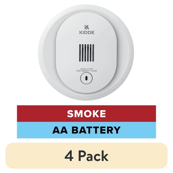 (4 pack) (4 pack) Kidde Battery-Operated Photoelectric Smoke Detector Alarm, 4-Inch, Batteries Included