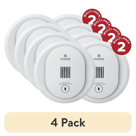 (4 pack) Kidde Battery-Operated Photoelectric Smoke Detector Alarm, 4-inch, Batteries Included, 2 Pack