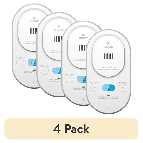 (4 pack) (4 pack) Kidde Carbon Monoxide Detector + Explosive & Natural Gas & Propane, Plug-In with AA Battery, COPDLG