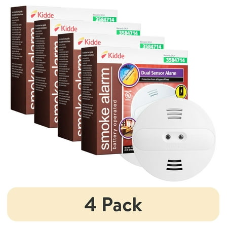 (4 pack) Kidde Dual Sensor Smoke Alarm, 85 Decibels, KIDDE