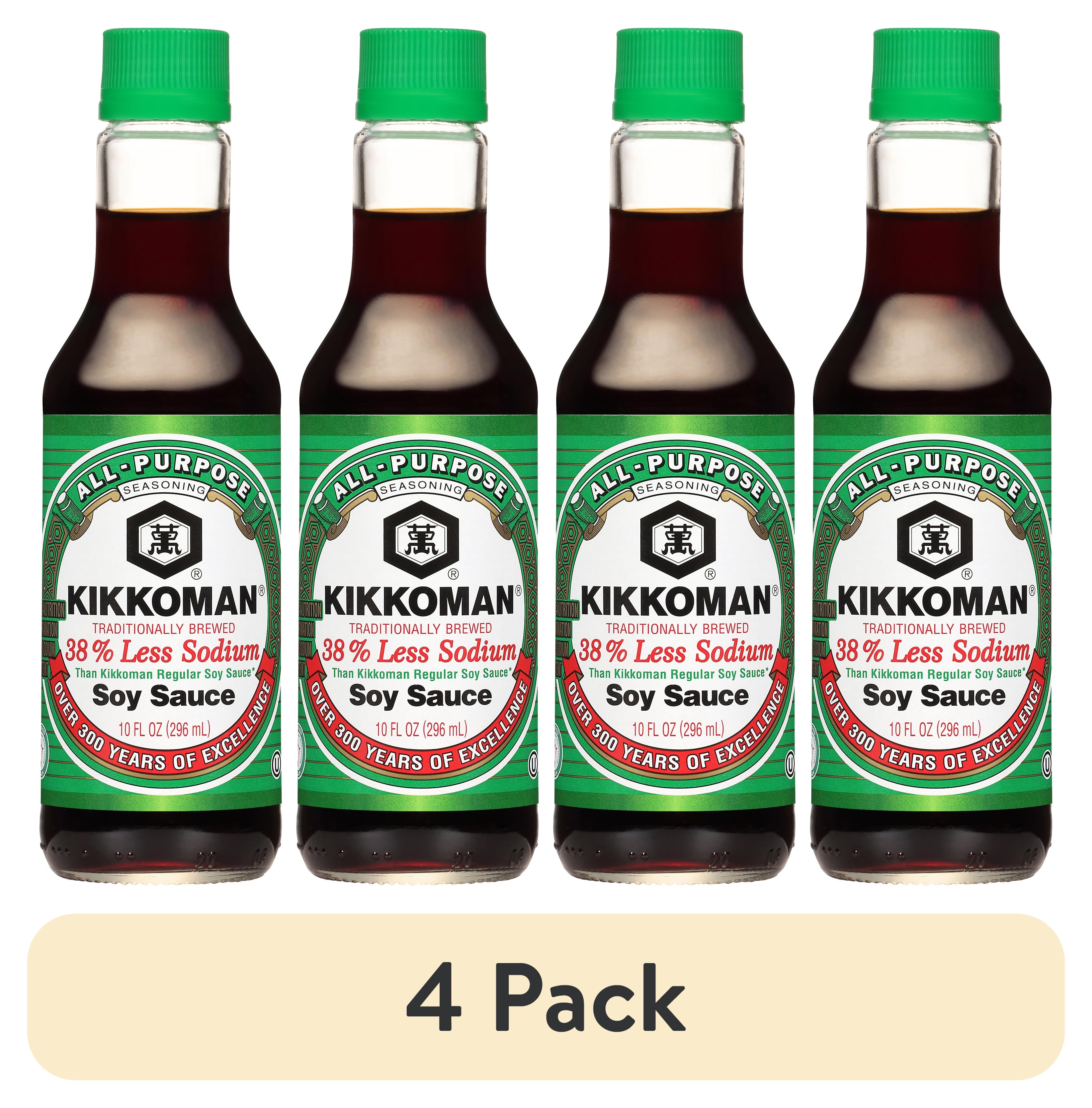 (4 pack) Kikkoman 38% Less Sodium Soy Sauce, 10.0 fl oz