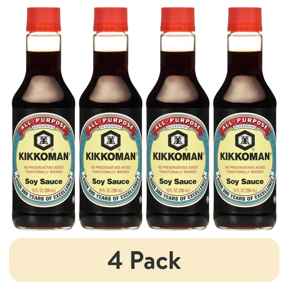 (4 pack) Kikkoman Soy Sauce, 10 oz