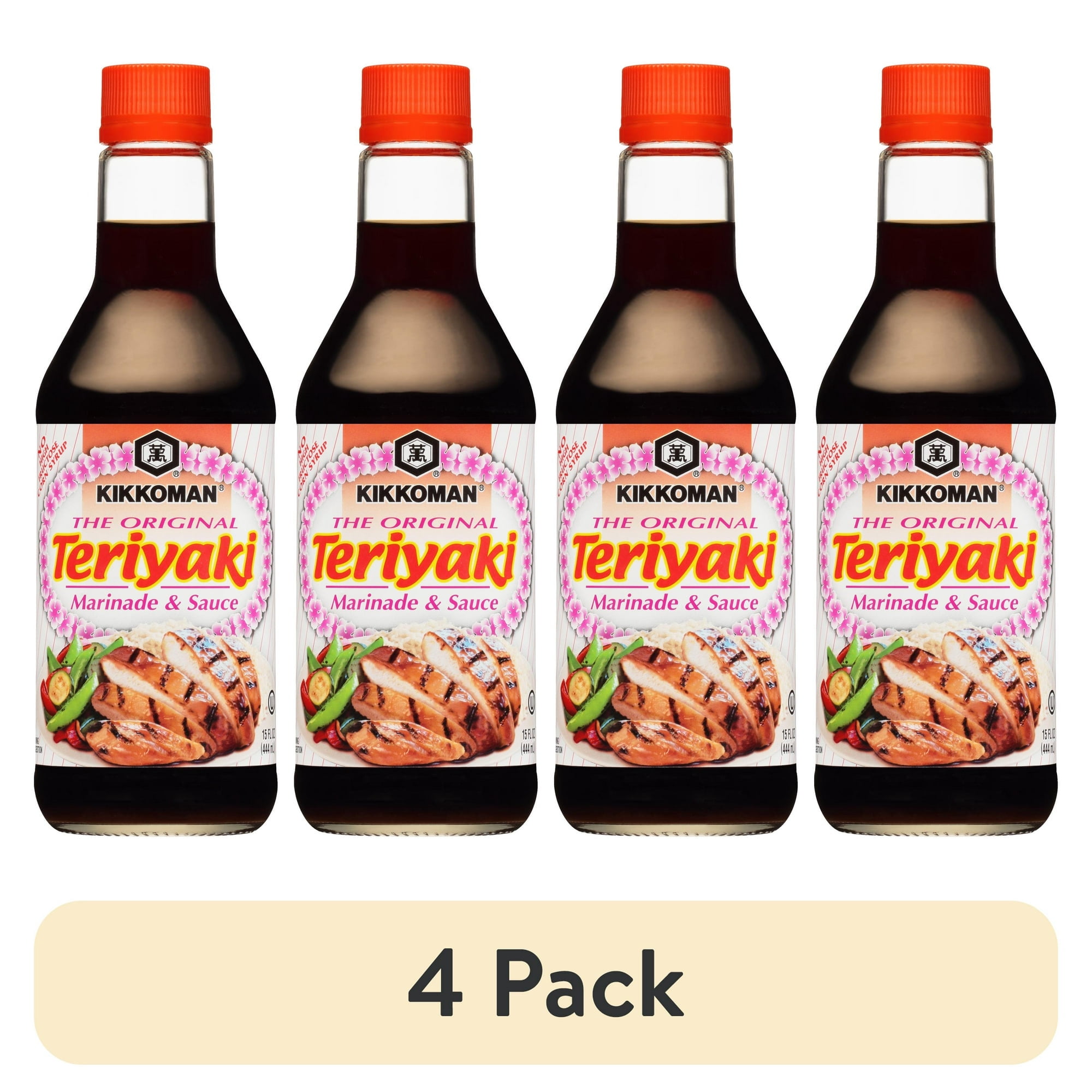 (4 pack) Kikkoman Teriyaki Marinade & Sauce, 15 fl oz Bottle