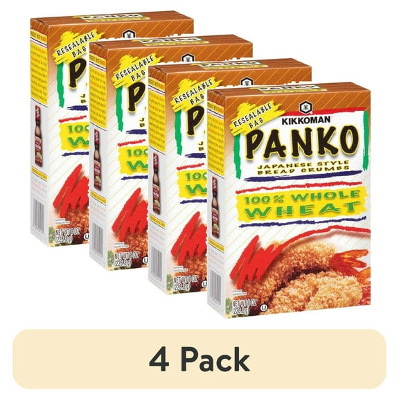 (4 pack) Kikkoman Whole Wheat Panko Bread Crumbs, 8 oz