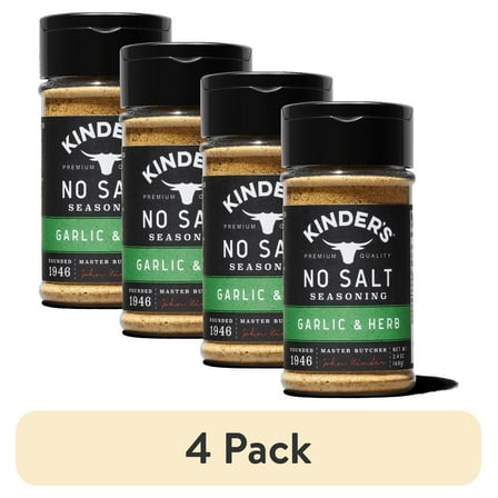 (4 pack) Kinder's Garlic and Herb No Salt Seasoning, 2.4 oz