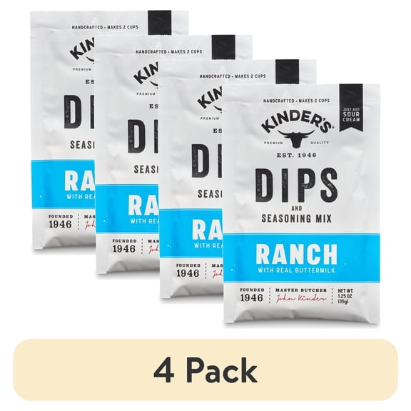 (4 pack) Kinder's Ranch Dip and Seasoning Mix, 1.25 oz Package