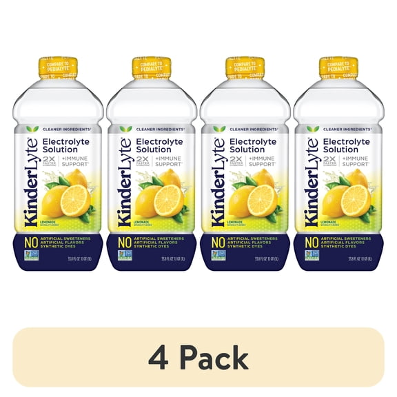 (4 pack) KinderLyte Electrolyte Drink for Kids & Adults, Lemonade, 1 Liter
