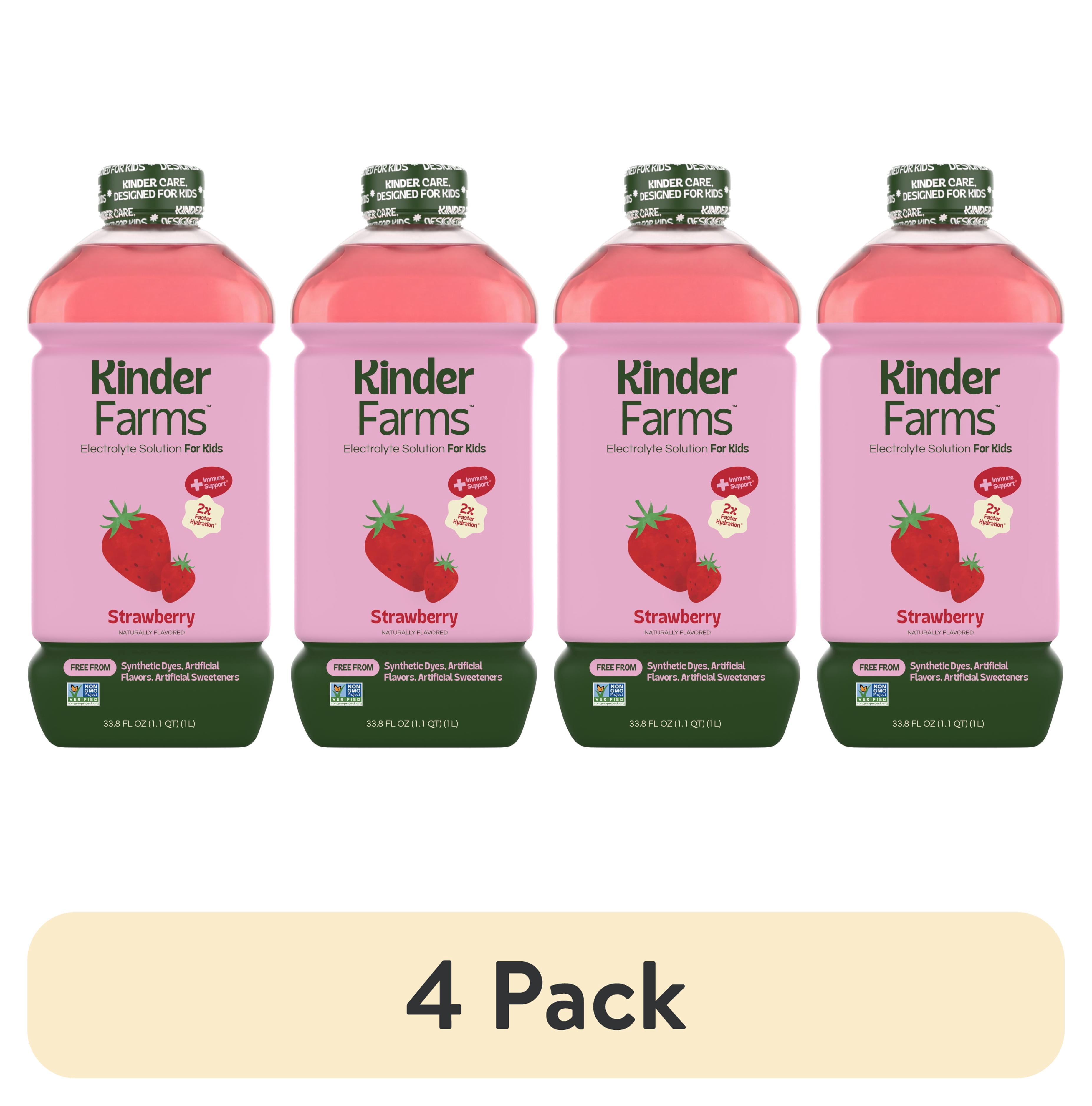 (4 pack) KinderLyte Electrolyte Drink for Kids & Adults, Strawberry, 1 Liter