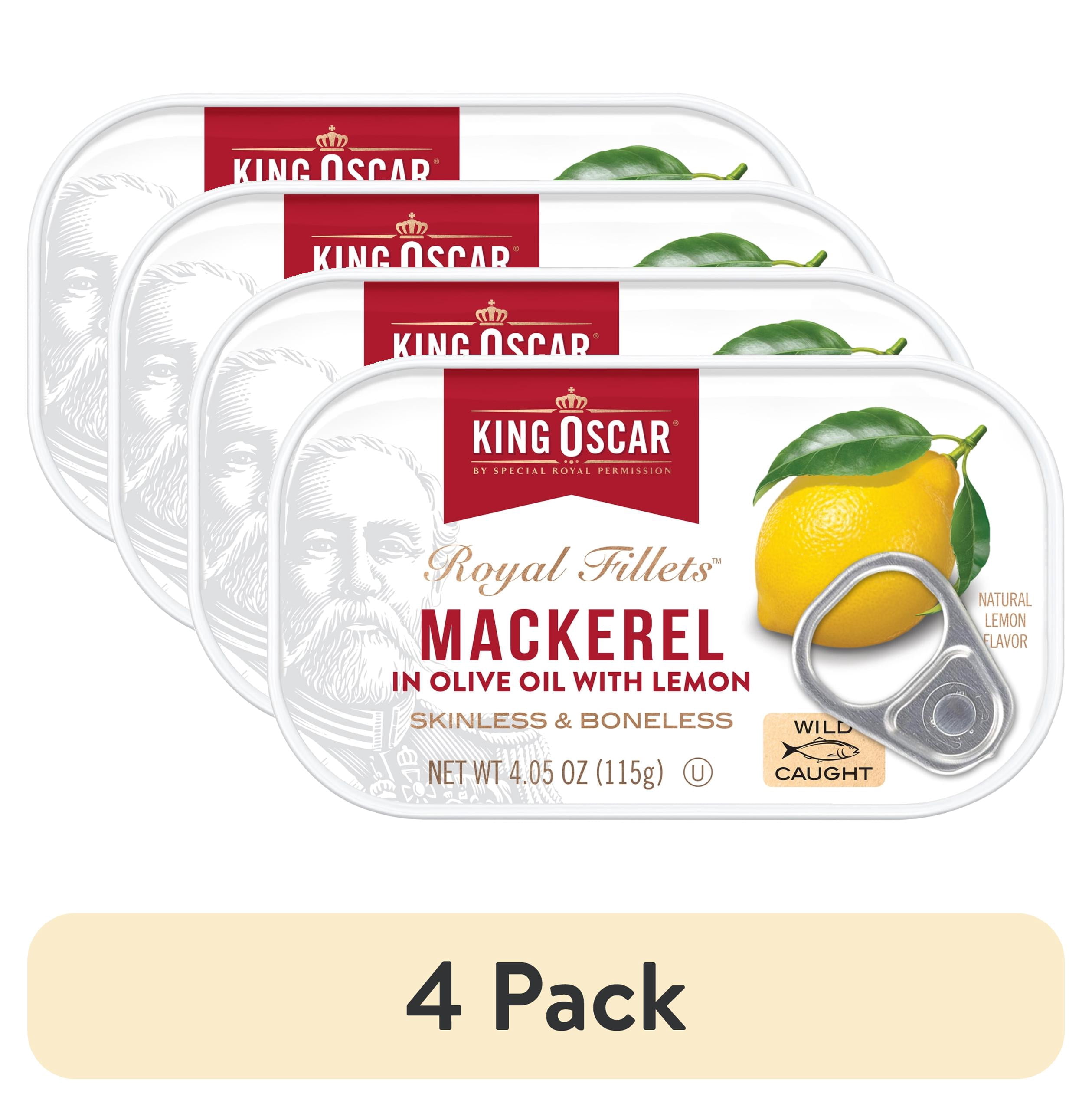 (4 pack) King Oscar Wild Caught Mackerel in Olive Oil with Lemon 4.05 oz