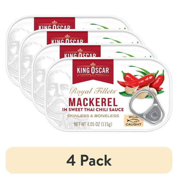 (4 pack) King Oscar Wild Caught Skinless & Boneless Mackerel in Sweet Thai Chili Sauce 4.05 oz