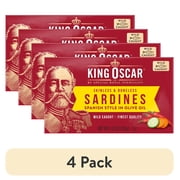 (4 pack) King Oscar Wild Caught Skinless & Boneless Sardines in Olive Oil, Spanish Style 4.23 oz