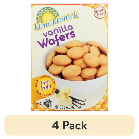 (4 pack) Kinnikinnick, Vanilla Wafer, 6.3 oz Box, Gluten Free, Allergy Friendly Cookies