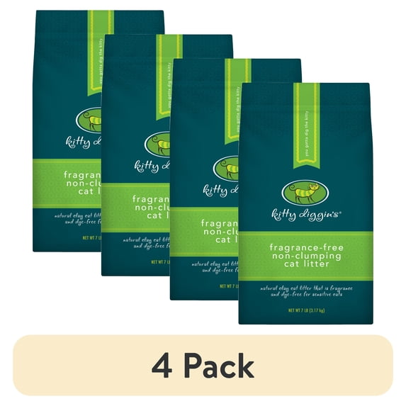 (4 pack) Kitty Diggin's Fragrance-Free Cat Litter, 7 lbs