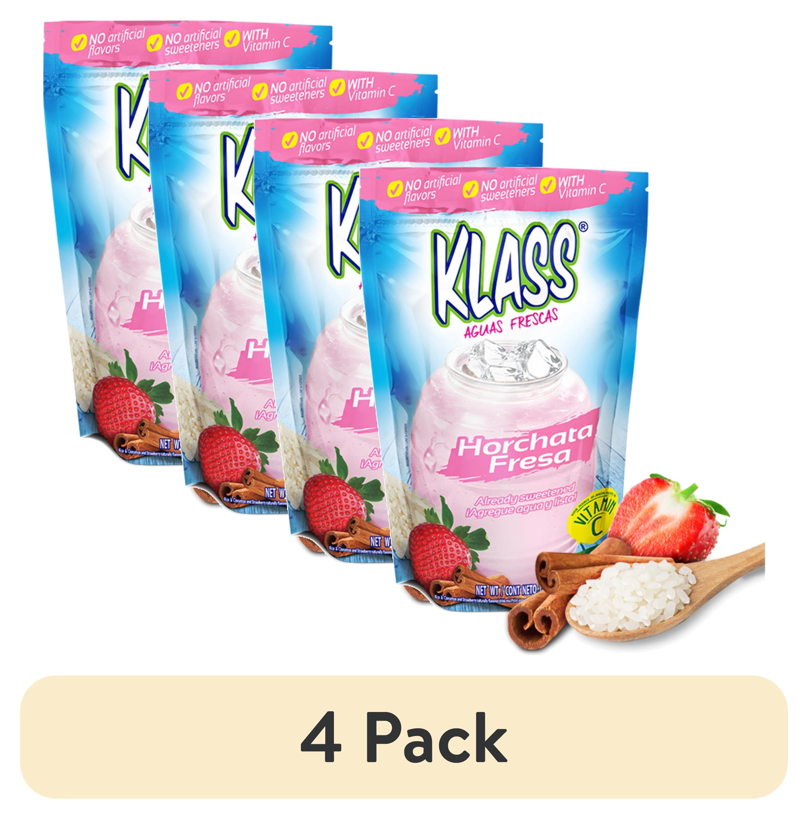 (4 pack) Klass Horchata Fresa Drink Mix Powder 14.1 oz